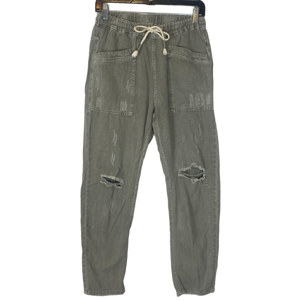 Bohme Green Distressed Casual Cotton Joggers Size S